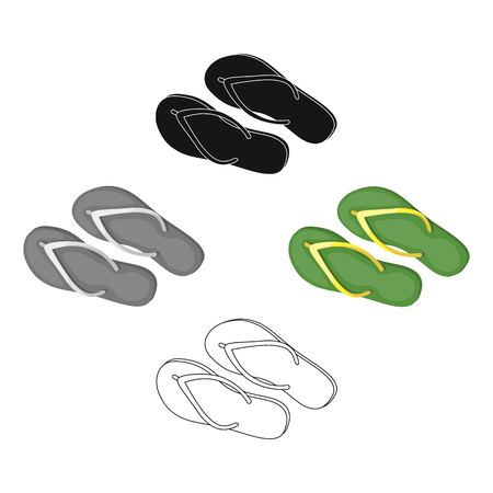 Green flip-flops icon in cartoon,black style isolated on white background. Brazil country symbol stock vector illustration.のイラスト素材