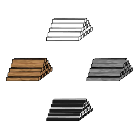 Stack of lumbers icon in cartoon,black style isolated on white background. Sawmill and timber symbol stock vector illustration.のイラスト素材