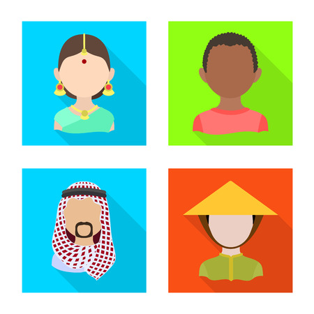 Isolated object of nation and race  icon. Set of nation and user stock symbol for web.のイラスト素材