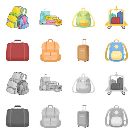 Isolated object of backpack and bag  symbol. Set of backpack and school vector icon for stock.のイラスト素材