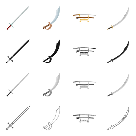 Vector illustration of sword and blade. Set of sword and game  stock symbol for web.のイラスト素材