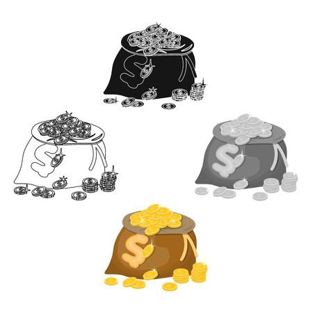 Sack, single icon in cartoon,black style.Sack, vector symbol stock illustration web.のイラスト素材