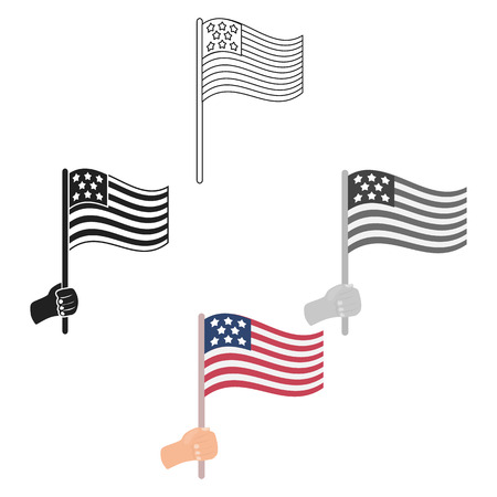 American flag icon in cartoon,black style isolated on white background. Patriot day symbol vector illustration.のイラスト素材