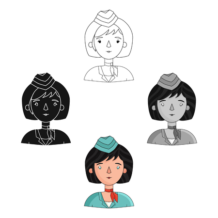 Stewardess icon in cartoon,black style isolated on white background. People of different profession symbol vector illustration.のイラスト素材