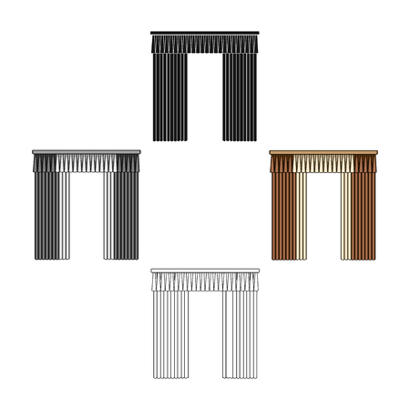 Curtains with drapery on the cornice.Curtains single icon in cartoon,black style vector symbol stock illustration web.のイラスト素材