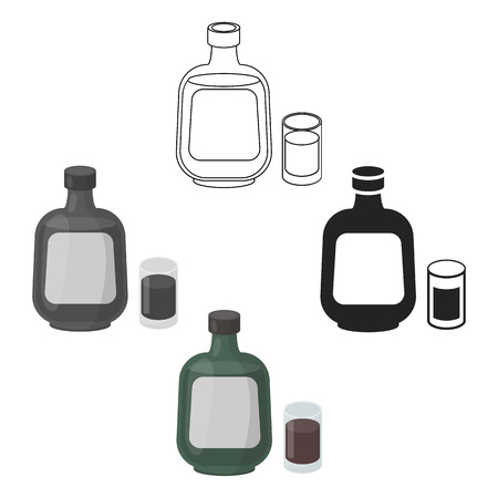 Herbal liqueur icon in cartoon,black style isolated on white background. Alcohol symbol stock vector illustration.のイラスト素材