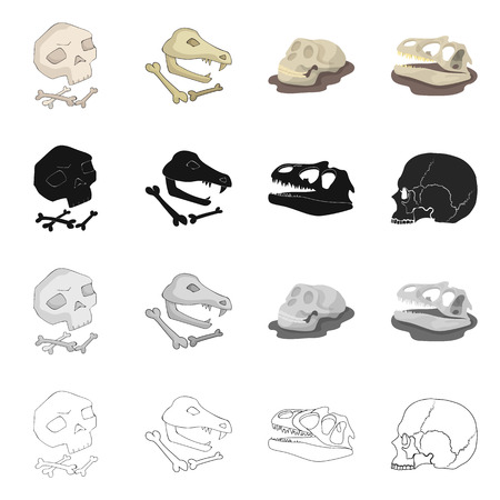 Isolated object of skeleton and character sign. Set of skeleton and halloween stock symbol for web.のイラスト素材