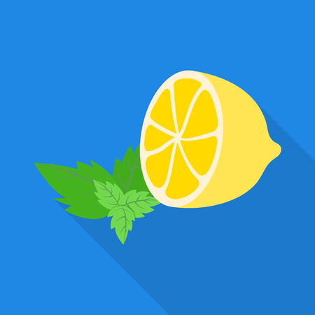 Isolated object of lemon and citrus  symbol. Collection of lemon and leaf vector icon for stock.のイラスト素材