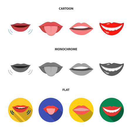Isolated object of kiss  and smile logo. Set of kiss  and sexy  stock symbol for web.のイラスト素材