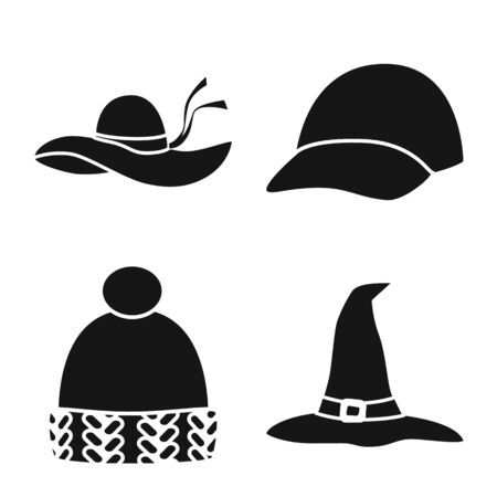 Vector design of beanie  and beret symbol. Set of beanie  and napper vector icon for stock.のイラスト素材
