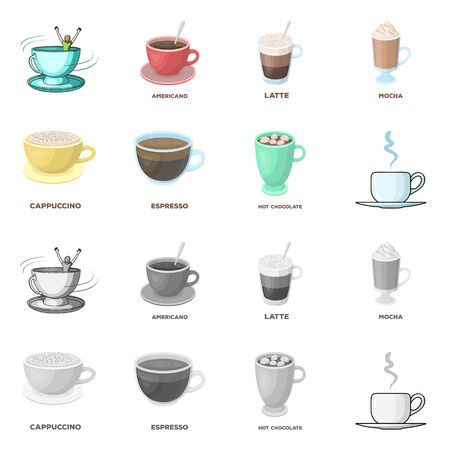 Isolated object of cup and coffe sign. Set of cup and top  stock symbol for web.のイラスト素材