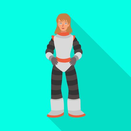 Vector illustration of astronaut  and woman logo. Collection of astronaut  and spaceman  stock symbol for web.のイラスト素材