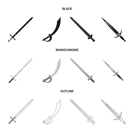 Isolated object of sword and blade sign. Collection of sword and game  vector icon for stock.のイラスト素材