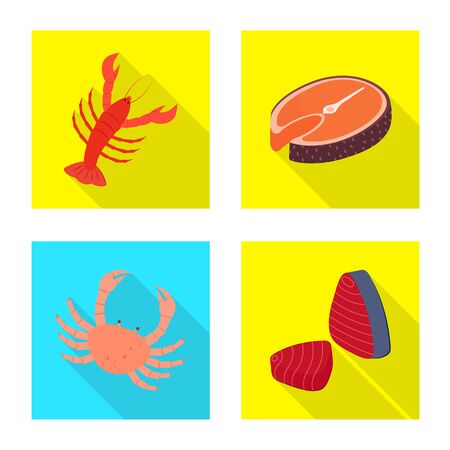 Isolated object of product and ocean symbol. Set of product and restaurant stock vector illustration.のイラスト素材