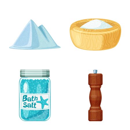 Vector design of salt  and food symbol. Set of salt  and mineral  stock vector illustration.のイラスト素材