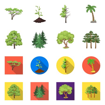Vector design of tree  and forest logo. Set of tree  and green stock vector illustration.のイラスト素材