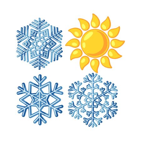 Vector illustration of snowflake  and falling symbol. Set of snowflake  and winter  stock symbol for web.のイラスト素材