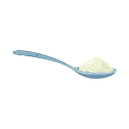 Vector illustration of spoon and rice sign. Collection of spoon and grain    stock vector illustration.のイラスト素材