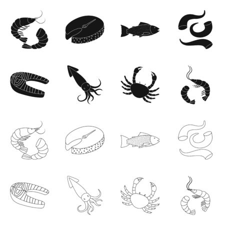 Isolated object of fresh and restaurant symbol. Set of fresh and marine vector icon for stock.のイラスト素材