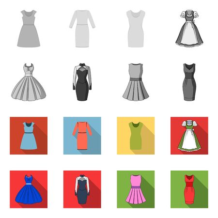 Isolated object of dress and clothes icon. Set of dress and evening stock symbol for web.のイラスト素材