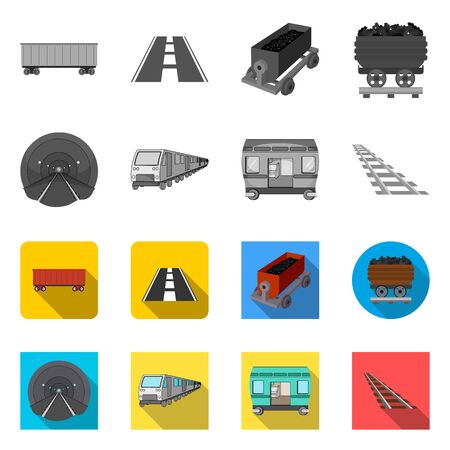 Vector illustration of railroad and train symbol. Collection of railroad and way stock vector illustration.のイラスト素材