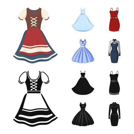 Vector design of dress and clothes icon. Set of dress and evening stock symbol for web.のイラスト素材