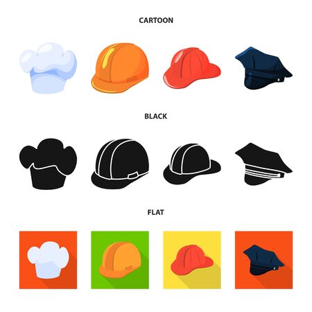 Vector illustration of clothing and cap symbol. Collection of clothing and beret stock symbol for web.のイラスト素材