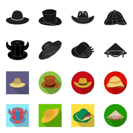 Isolated object of hat and cap symbol. Set of hat and model stock vector illustration.のイラスト素材