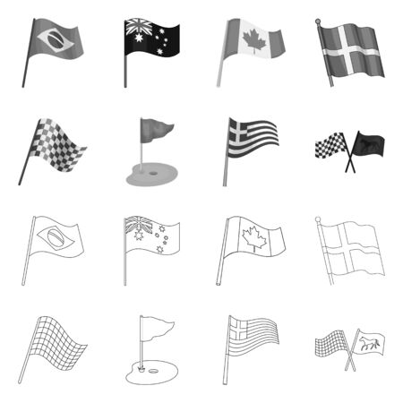 Vector design of world and flag symbol. Set of world and ribbon stock symbol for web.のイラスト素材