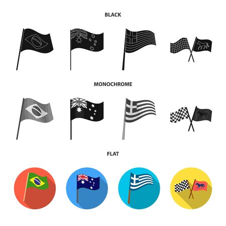 Vector design of world and flag logo. Set of world and ribbon stock vector illustration.のイラスト素材