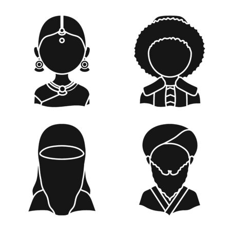 Isolated object of person and culture icon. Set of person and race stock vector illustration.のイラスト素材