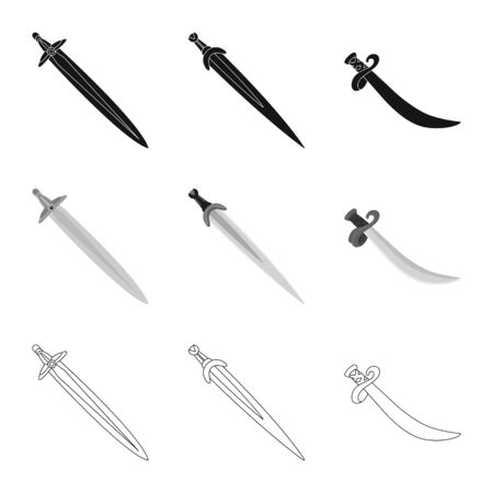Vector illustration of game and armor sign. Collection of game and blade vector icon for stock.のイラスト素材