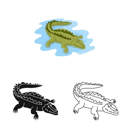 Vector illustration of crocodile and alligator logo. Collection of crocodile and cute stock vector illustration.のイラスト素材