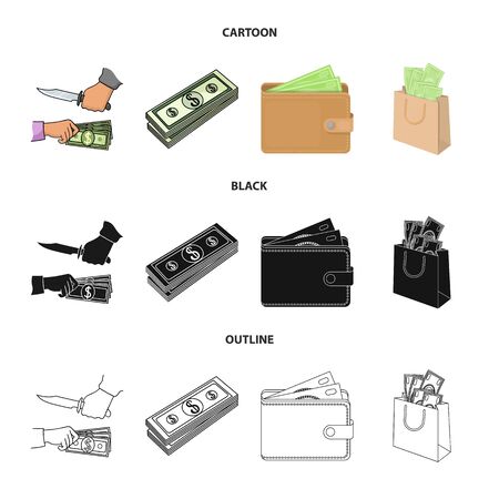 Vector design of cash and currency symbol. Collection of cash and stack stock vector illustration.のイラスト素材