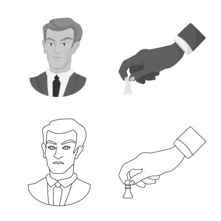 Isolated object of checkmate and thin icon. Collection of checkmate and target stock symbol for web.のイラスト素材