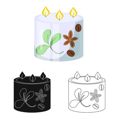 Vector illustration of candle and aromatic sign. Collection of candle and coffee vector icon for stock.のイラスト素材