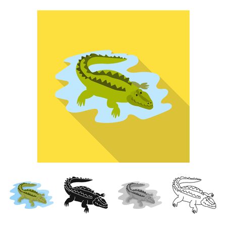 Isolated object of crocodile and alligator icon. Collection of crocodile and cute stock symbol for web.のイラスト素材