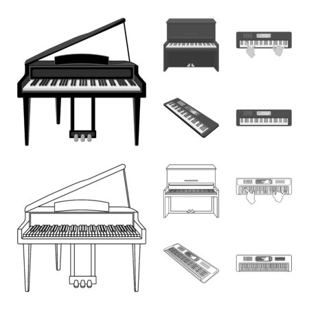 Isolated object of music and piano icon. Collection of music and song stock vector illustration.のイラスト素材