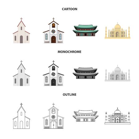 Isolated object of religion and wedding sign. Collection of religion and house stock symbol for web.のイラスト素材