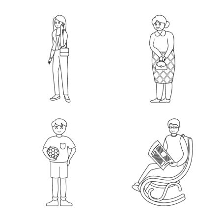 Vector design of happy and character icon. Set of happy and portrait vector icon for stock.のイラスト素材