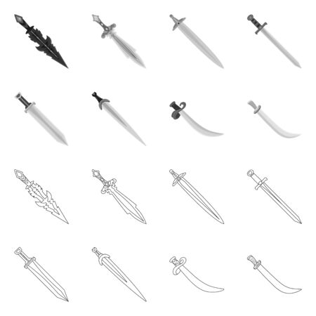 Vector design of game and armor . Set of game and blade vector icon for stock.のイラスト素材