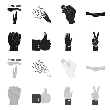 Vector illustration of animated and thumb. Collection of animated and gesture stock symbol for web.のイラスト素材