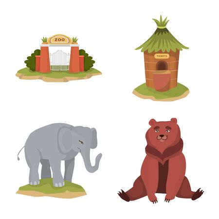 Vector illustration of zoo and park icon. Set of zoo and animal stock symbol for web.のイラスト素材