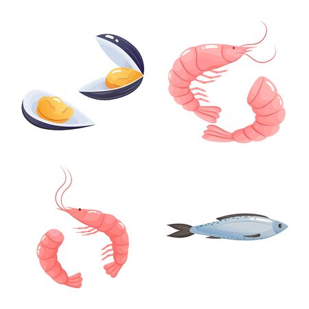 Isolated object of food and sea. Set of food and healthy stock symbol for web.のイラスト素材