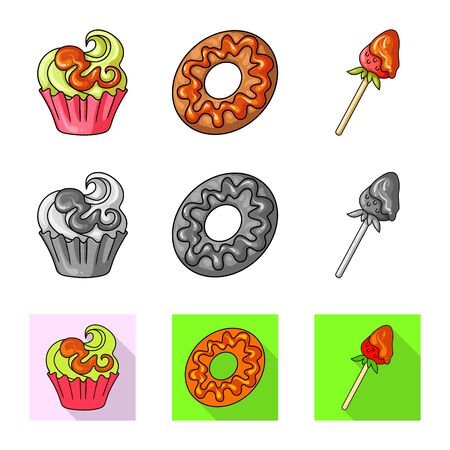 Vector illustration of confectionery and culinary icon. Set of confectionery and product vector icon for stock.のイラスト素材
