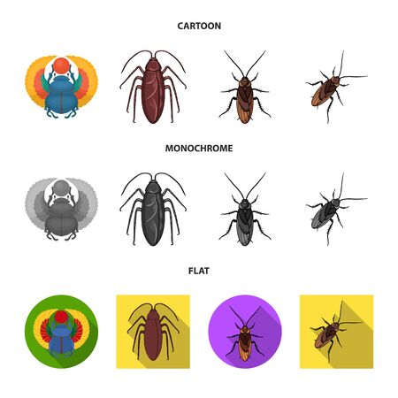 Isolated object of insect and beetle icon. Set of insect and halloween vector icon for stock.のイラスト素材