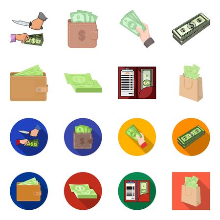 Isolated object of cash and currency icon. Collection of cash and stack stock symbol for web.のイラスト素材