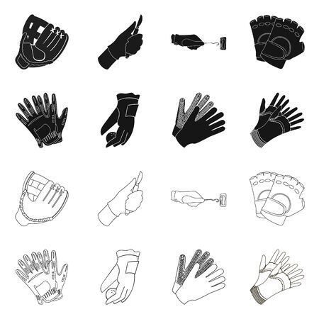 Vector illustration of knitted and keeper symbol. Set of knitted and hand stock symbol for web.のイラスト素材