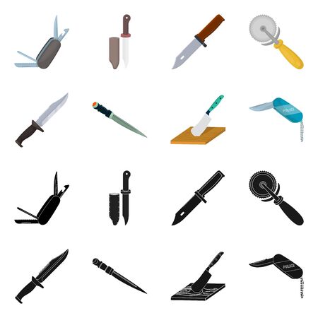 Vector illustration of knife and cut sign. Collection of knife and flat stock vector illustration.のイラスト素材