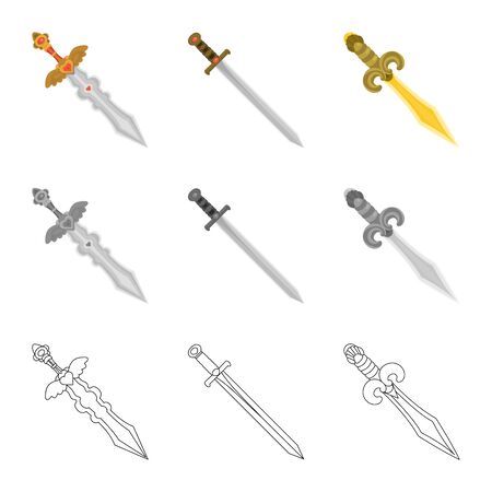 Vector design of game and armor symbol. Set of game and blade stock symbol for web.のイラスト素材